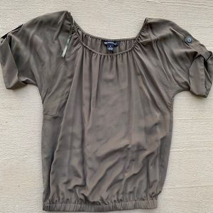 Olive green silk blouse